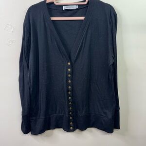 Black Button-Front Cardigan Sweater